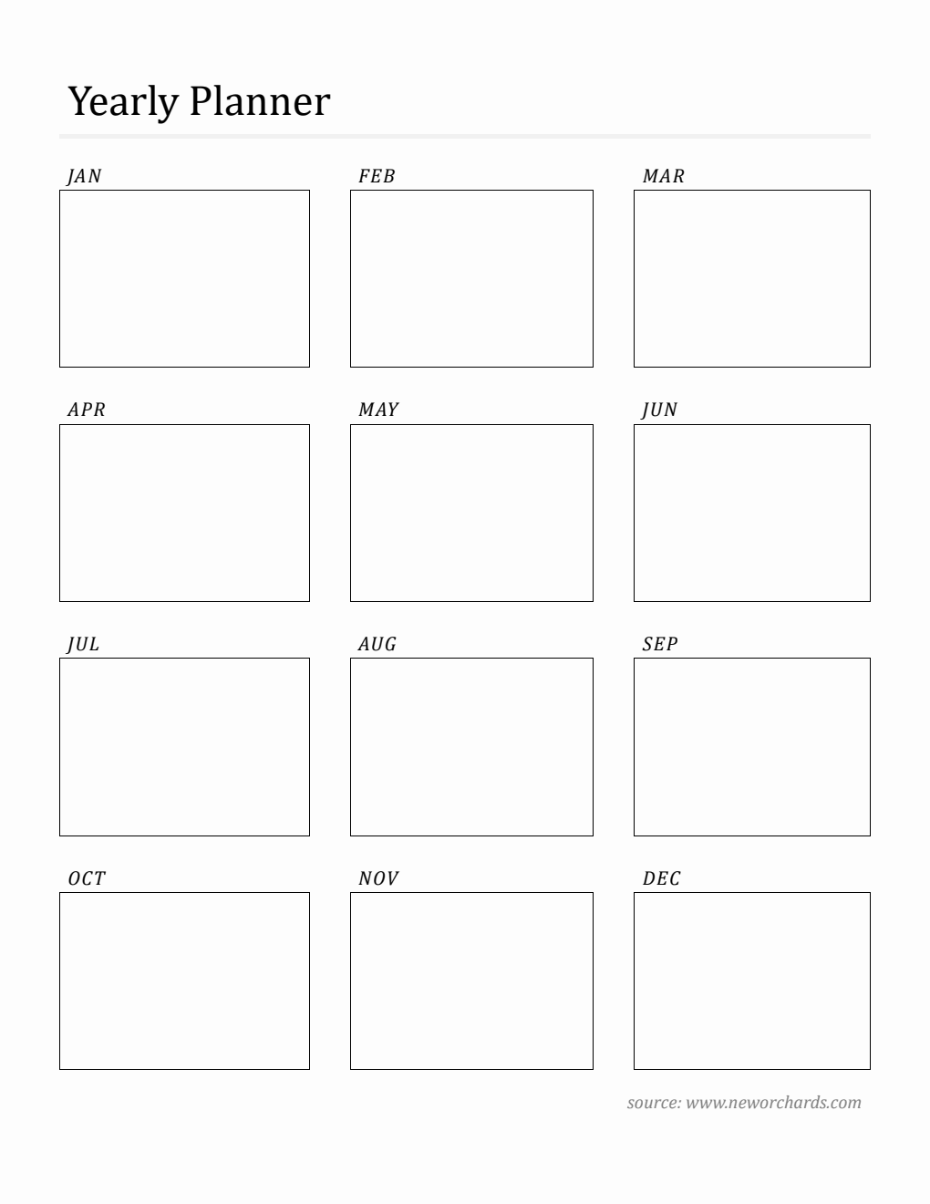 Free Printable Year-at-a-Glance Template (Word)