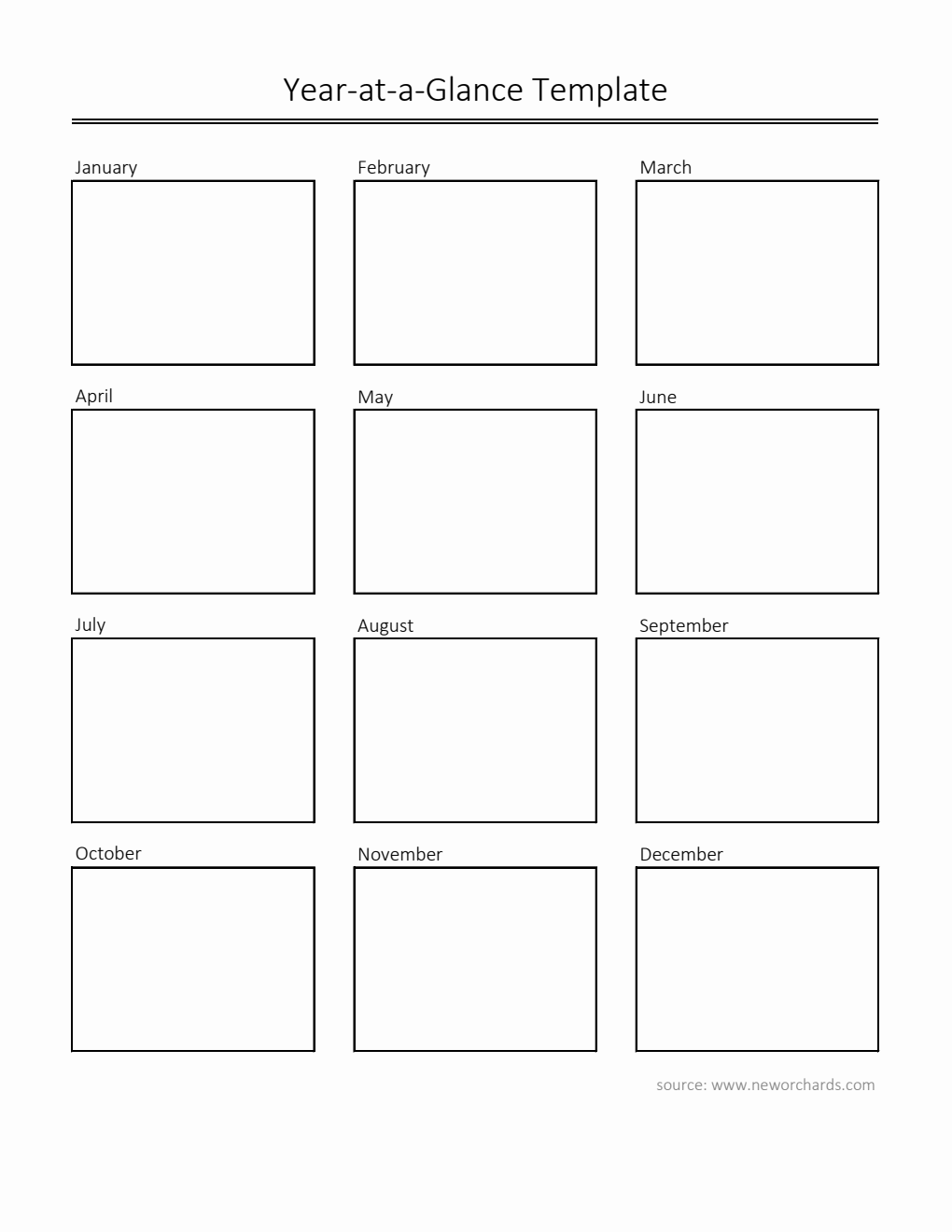 Printable Year at a Glance Template in Excel