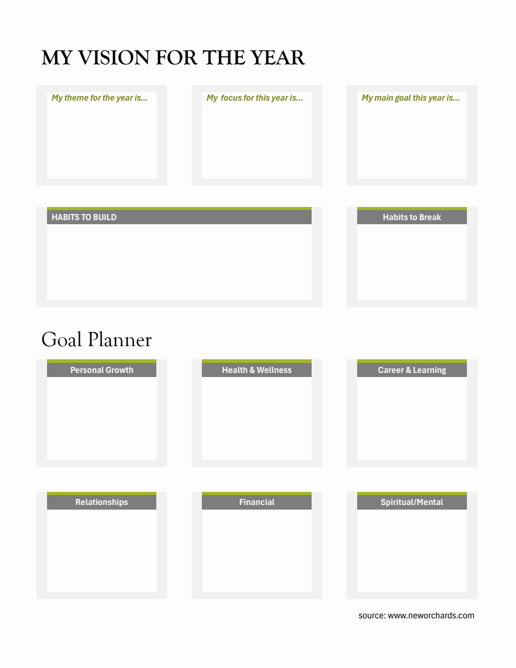 Free Simple Yearly Goal Planner Word