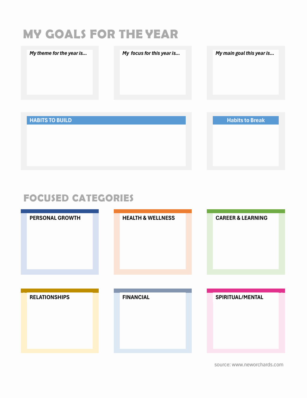 Free Colorful Yearly Goal Planner PDF