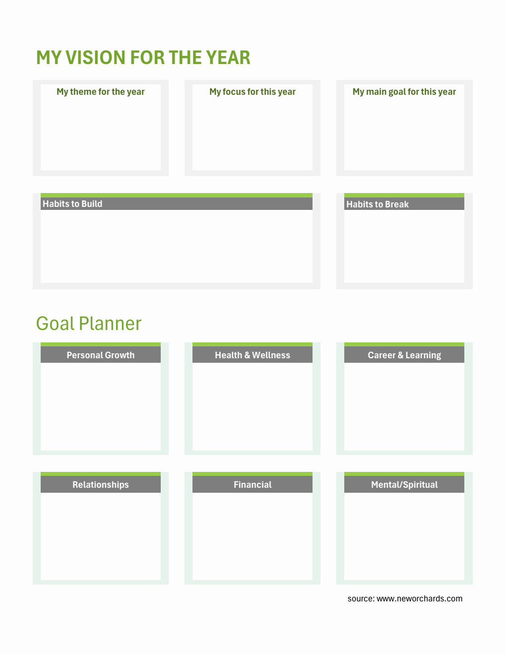 Free Simple Yearly Goal Planner Excel