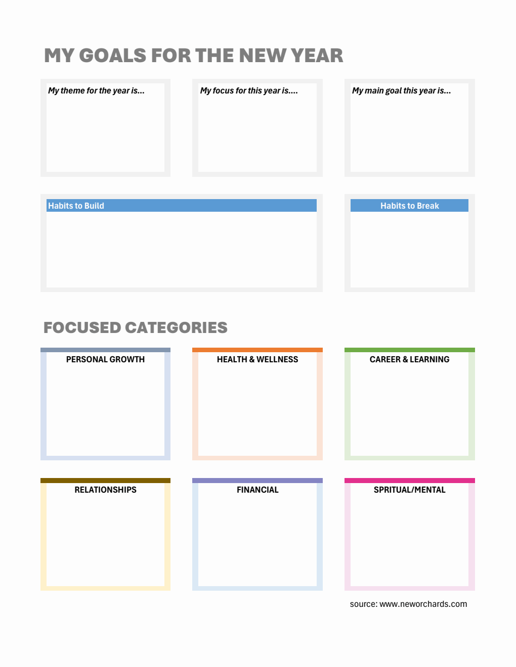 Free Colorful Yearly Goal Planner Excel
