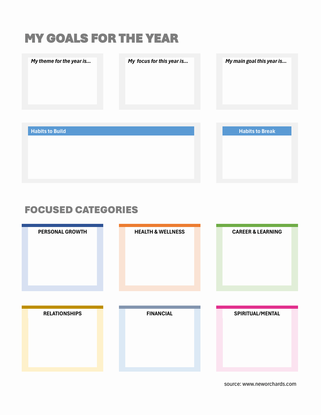 Free Colorful Yearly Goal Planner Word