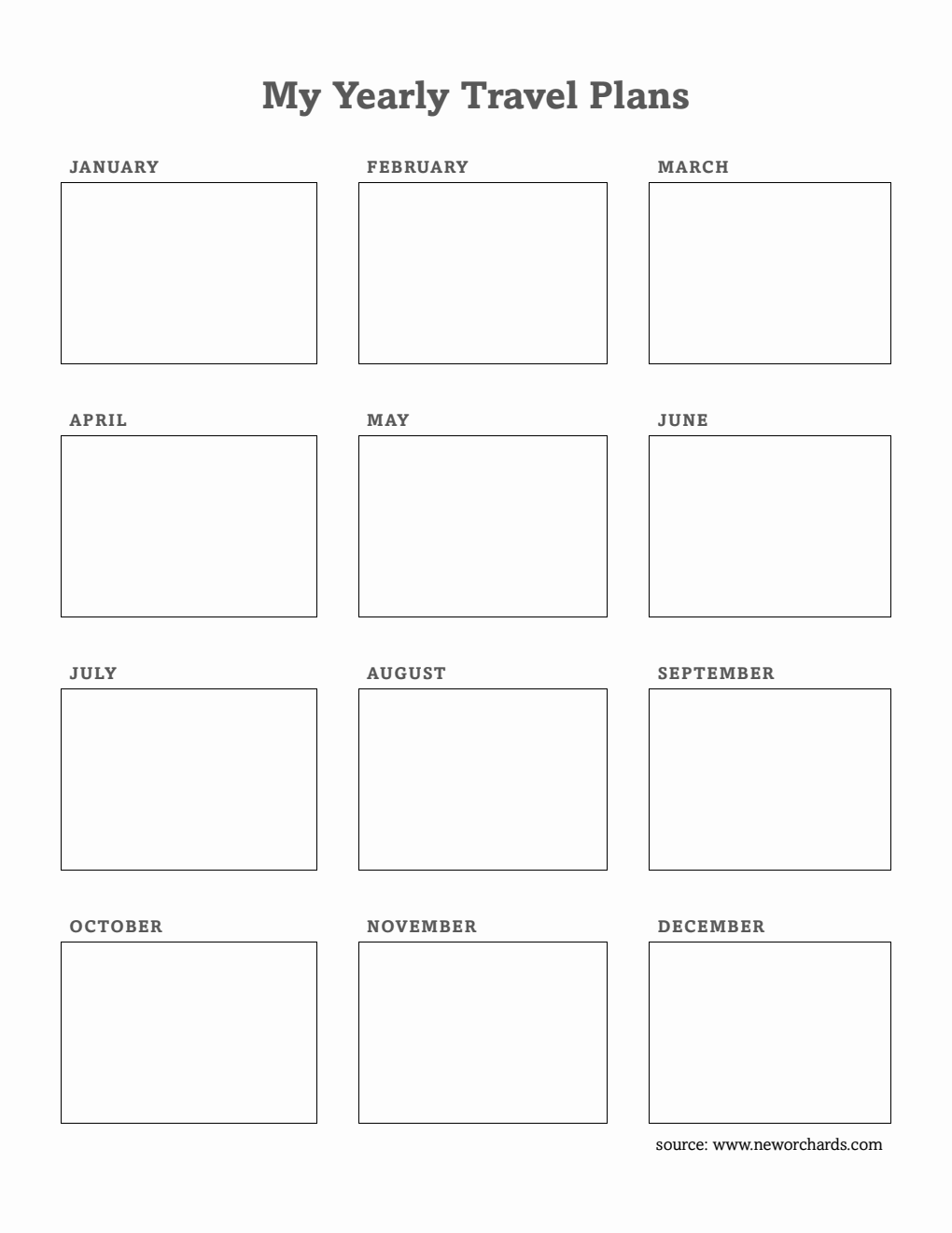 Printable Yearly Travel Planner - Free Word Download