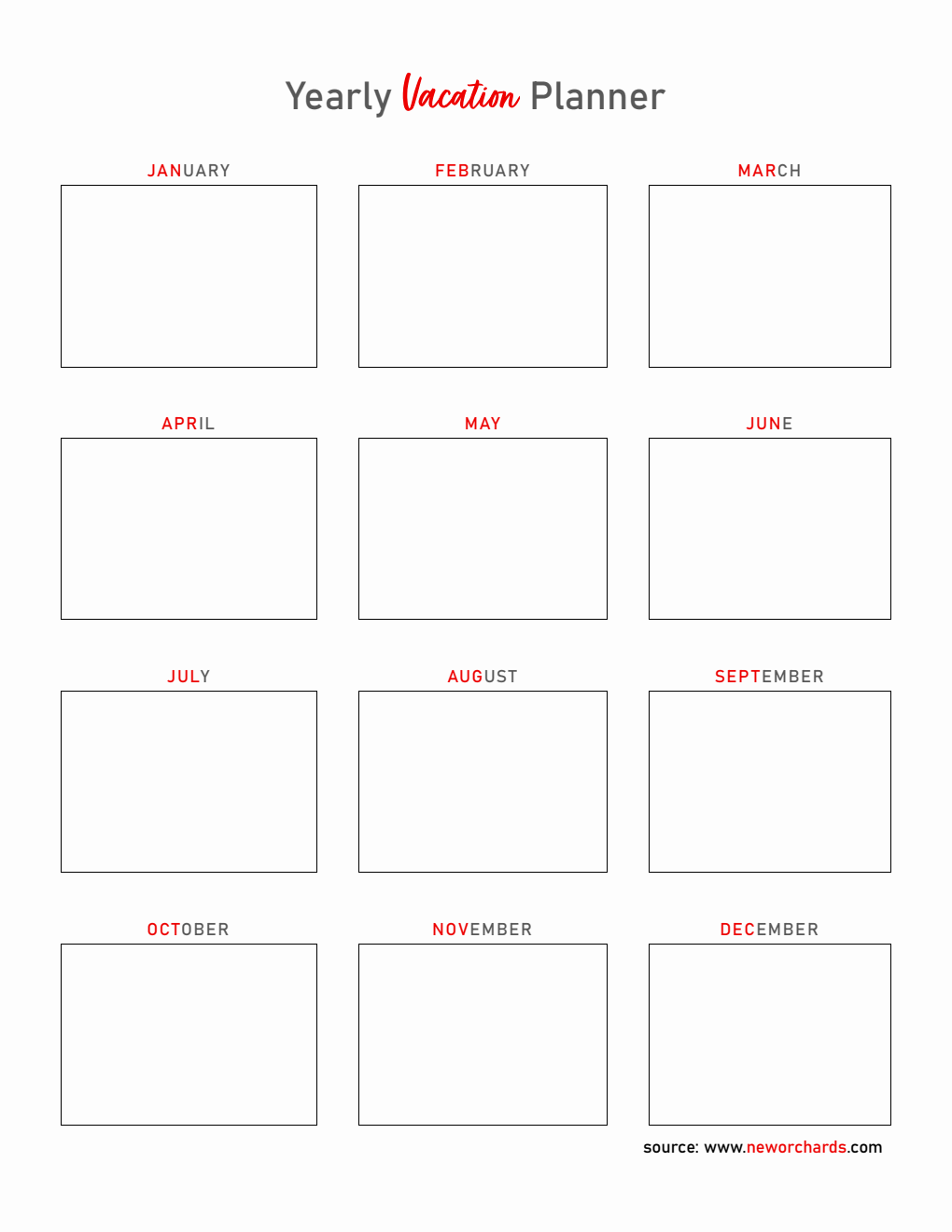 Yearly Vacation Planner – Free Word Template for Organized Travel