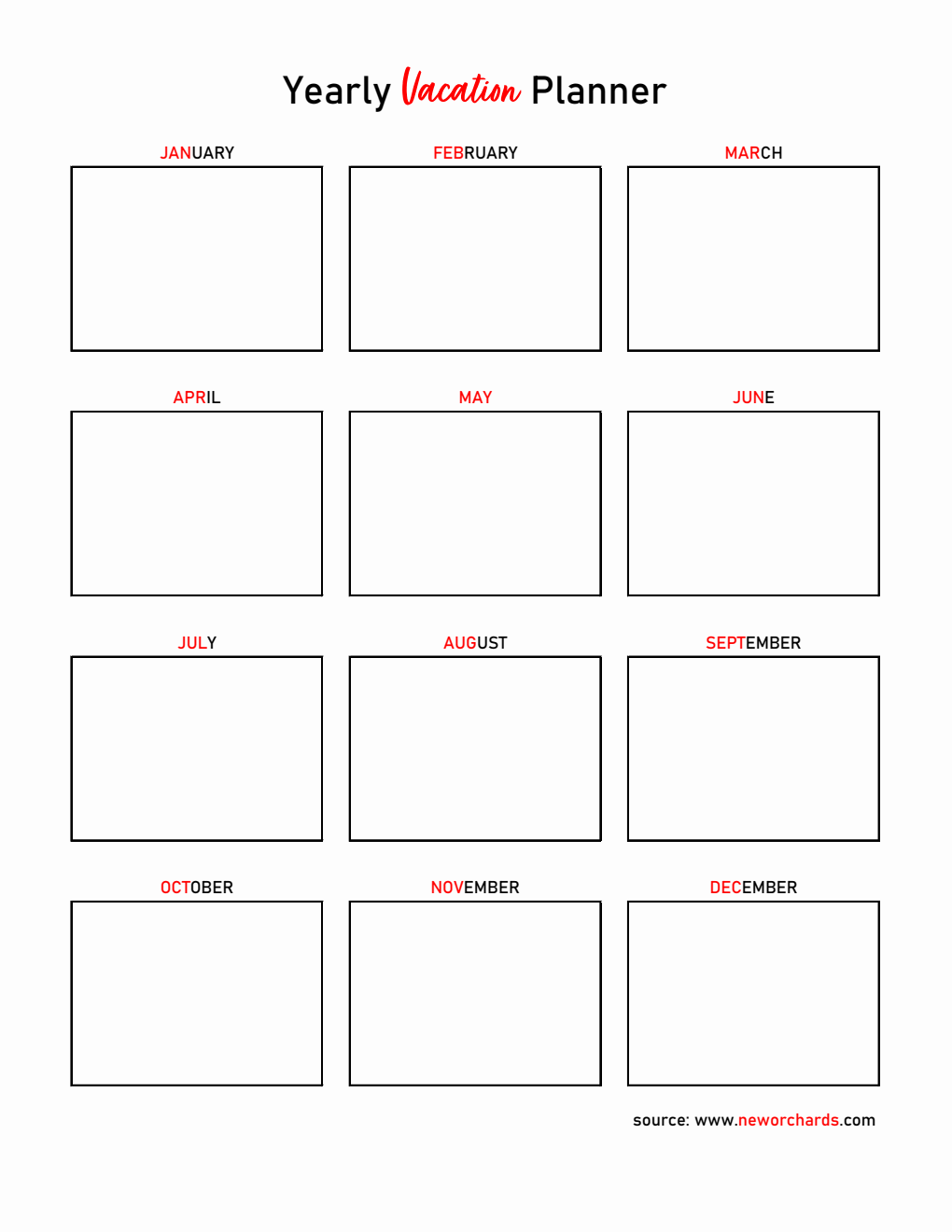 Yearly Vacation Planner – Free Excel Template for Organized Travel