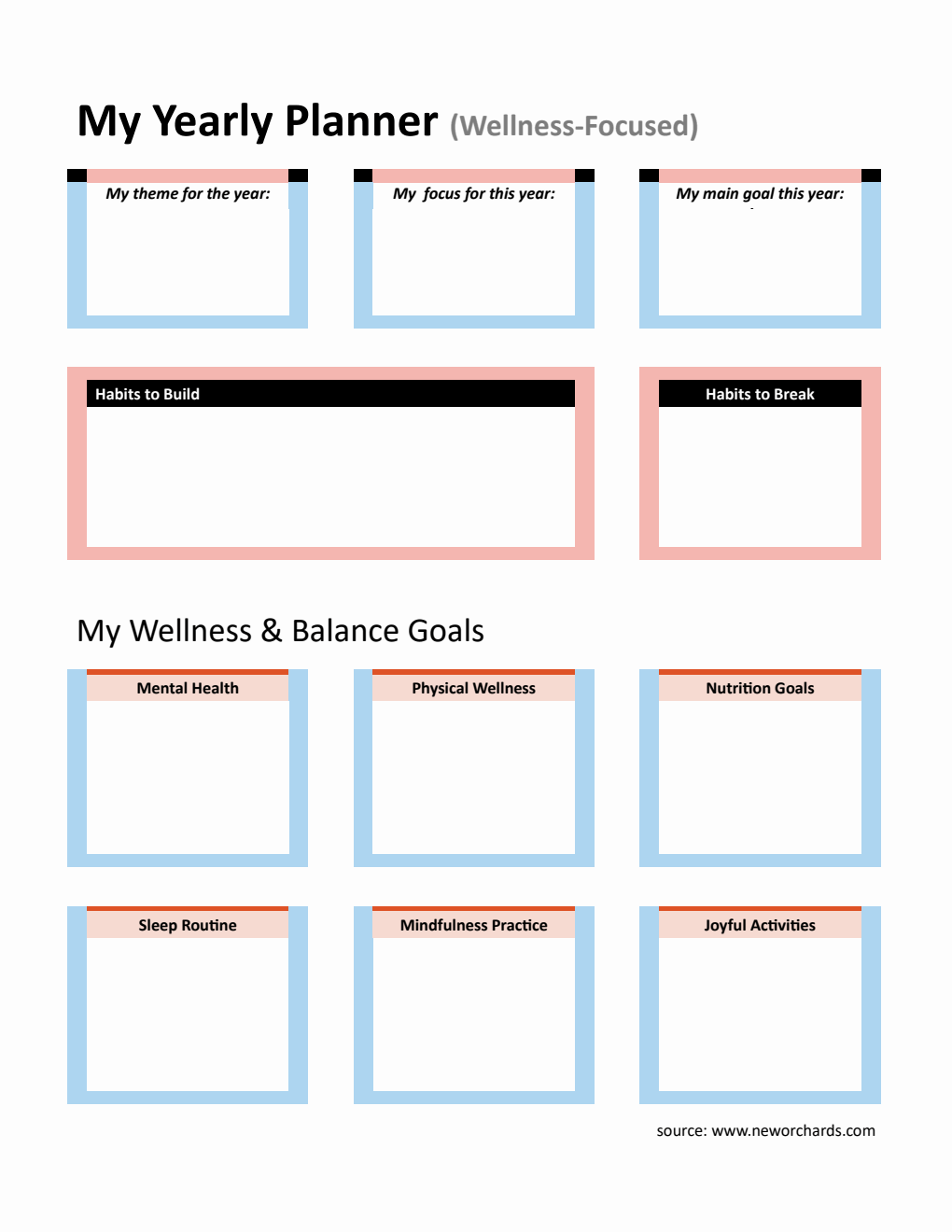  Wellness & Balance Yearly Planner Template (Printable Word)