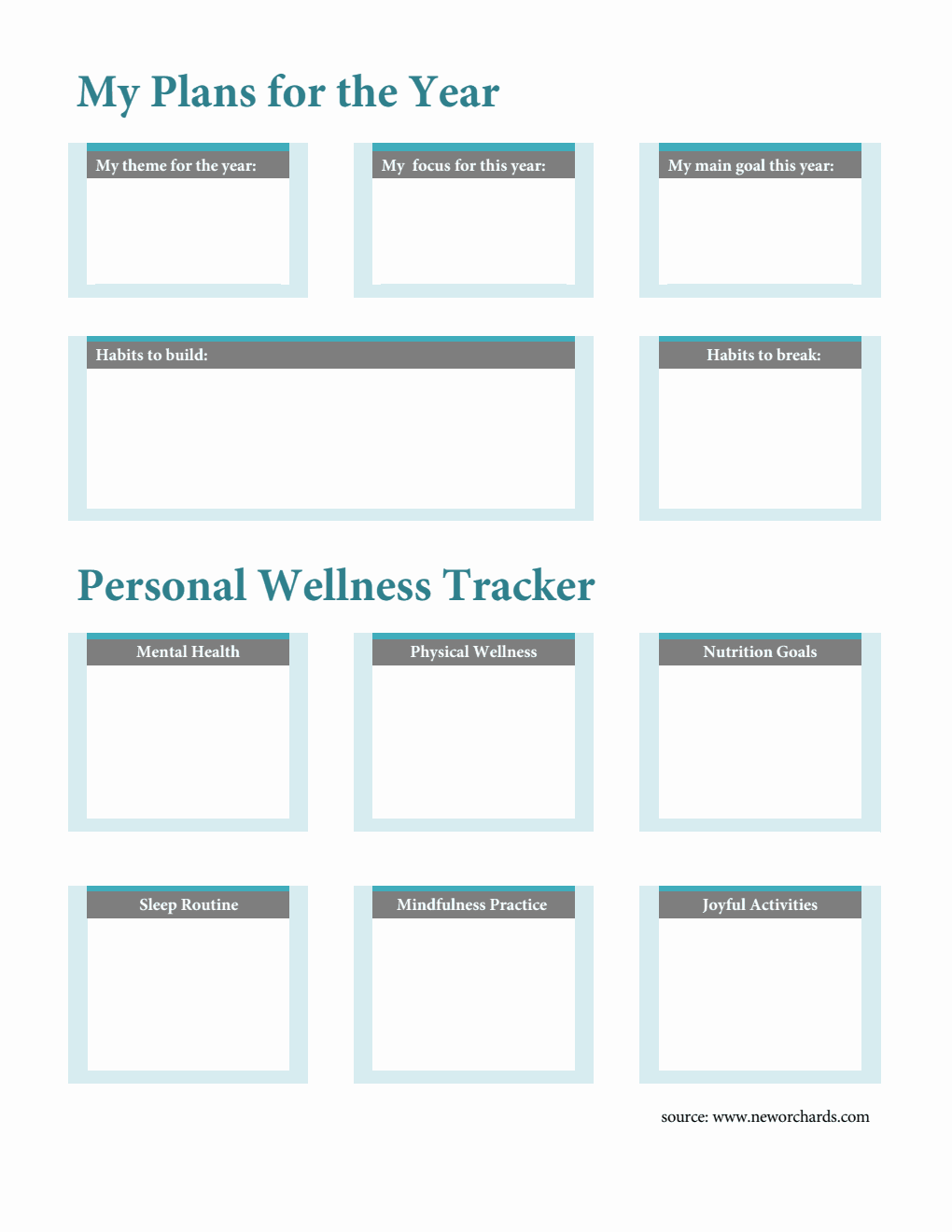 Customizable Wellness & Balance Yearly Planner Template (Printable PDF)