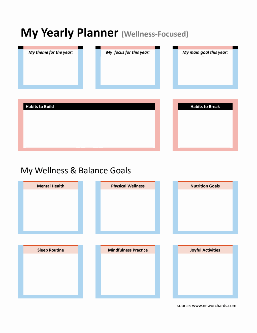  Wellness & Balance Yearly Planner Template (Printable PDF)