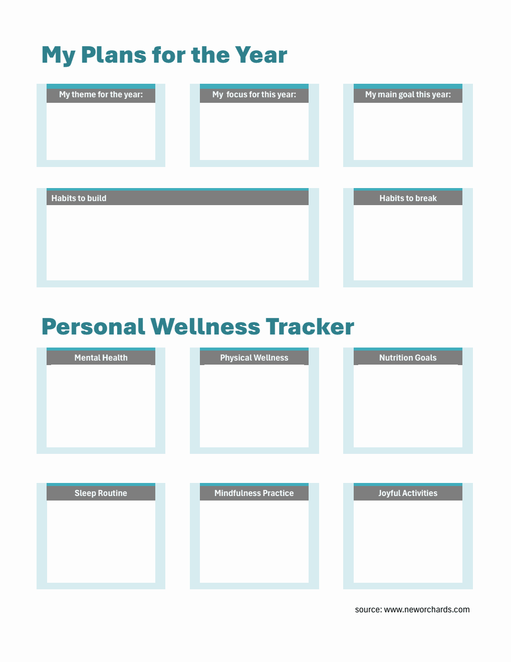 Customizable Wellness & Balance Yearly Planner Template (Printable Word)