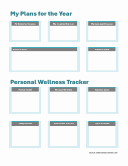 Customizable Wellness & Balance Yearly Planner Template (Printable Word)